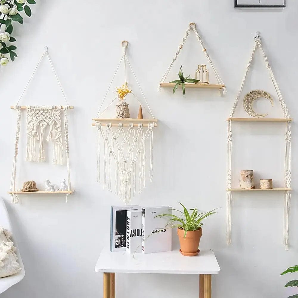 Macrame Wall Hanging Shelves - Essentialshouses